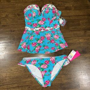 Betsey Johnson Two Piece Floral Swimwear